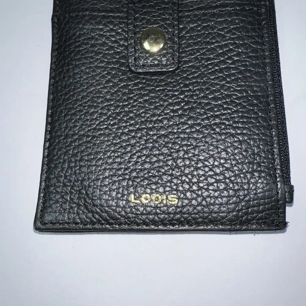LODIS Card Wallet Pebbled Black Leather 7.25